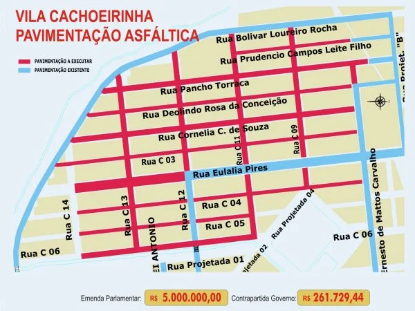 Mapa do asfalto no bairro