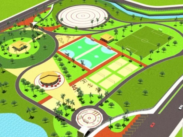 Perspectiva mostra como será a praça do Parque Ambiental do Córrego Rego d’Água