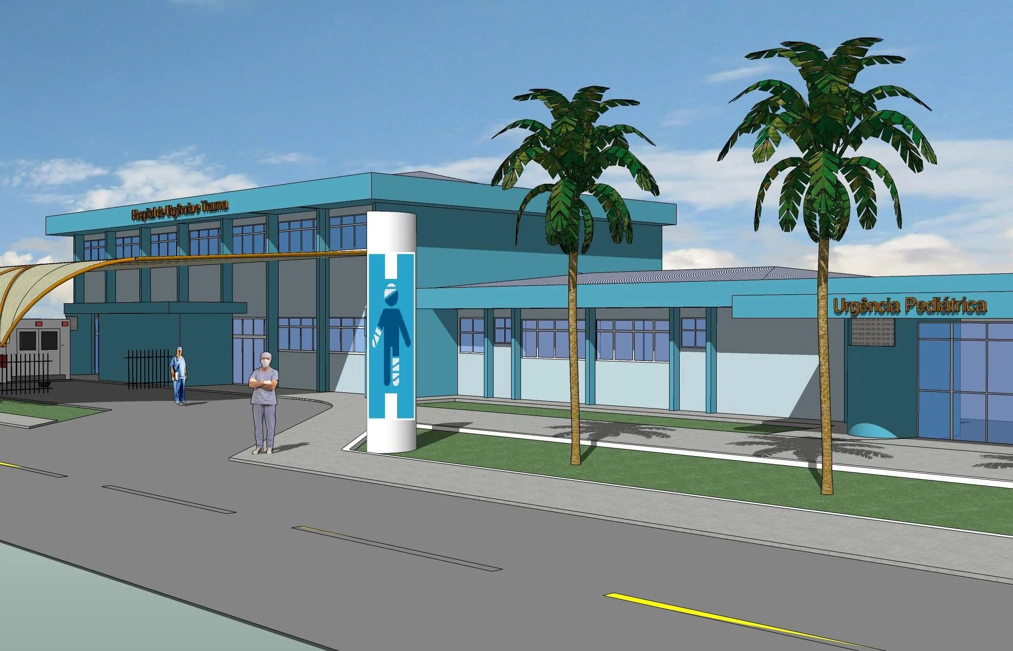Perspectiva do Hospital da Vida - projetos elétrico e hidráulico não foram concluídos. (Ilustração)