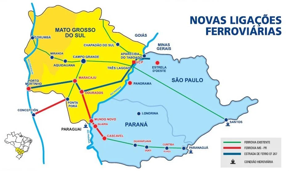 Traçado interligando MS e PR já teve estudos licitados pelo governo federal. (Reprodução)