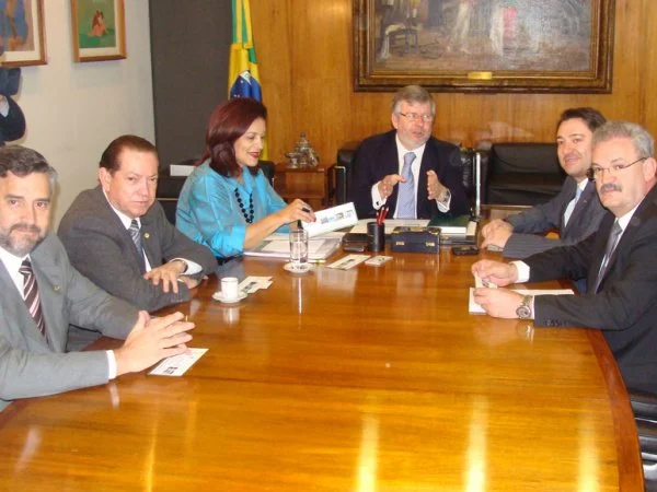 Coordenadores de bancada, em reunião com o presidente da Câmara Marco Maia. (Foto: Rodrigo Pael)