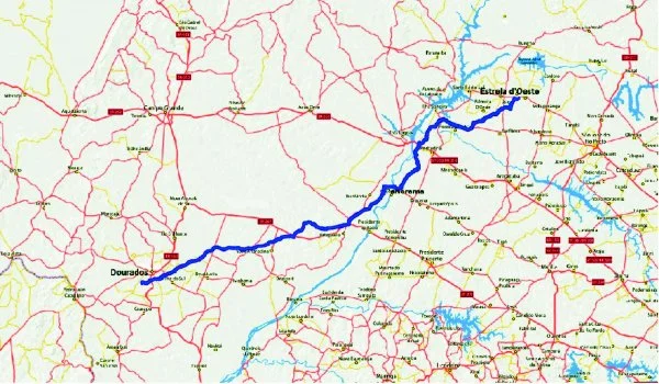 Mapa mostra traçado proposto para o ramal ferroviário que será implantado a partir de 2014