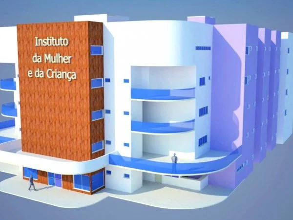 Maquete da obra do Instituto da Mulher e da Criança, que será construído anexo ao HU.