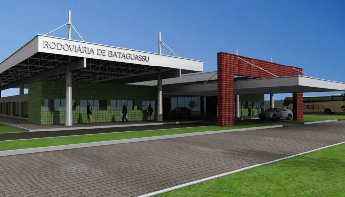 Maquete do futuro terminal rodoviário que está em construção em Bataguassu