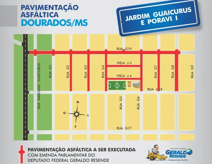 Veja aqui os mapas das 20 frentes de asfalto em Dourados