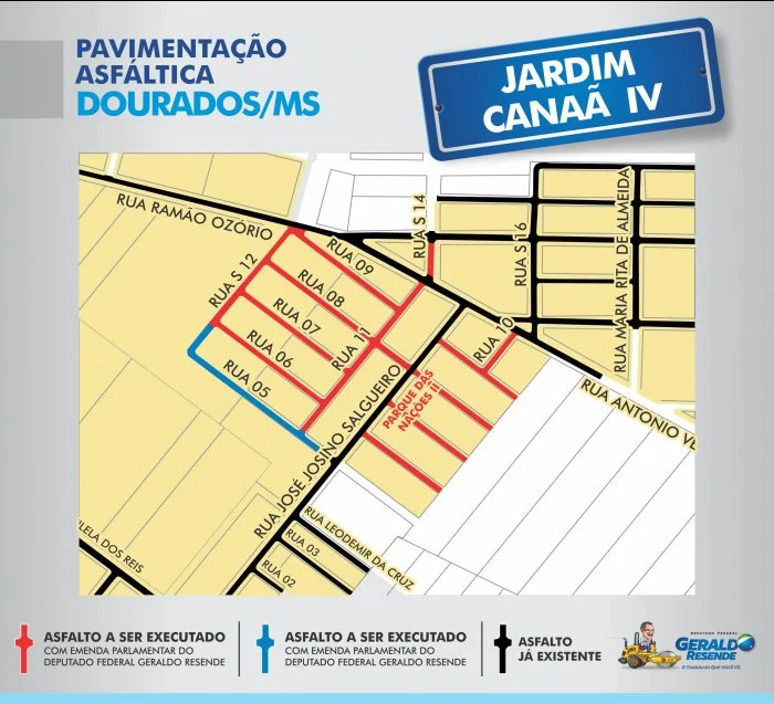 Veja aqui os mapas das 20 frentes de asfalto em Dourados