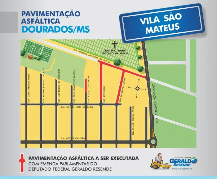 Veja aqui os mapas das 20 frentes de asfalto em Dourados