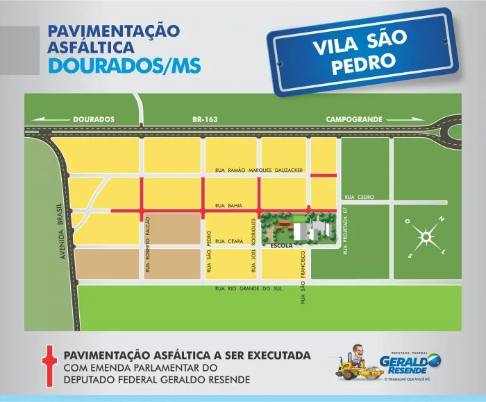 Veja aqui os mapas das 20 frentes de asfalto em Dourados