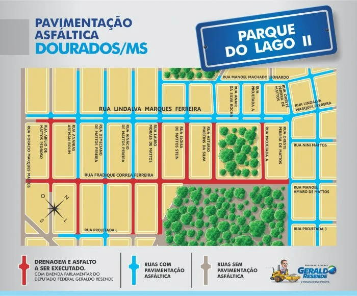 Veja aqui os mapas das 20 frentes de asfalto em Dourados