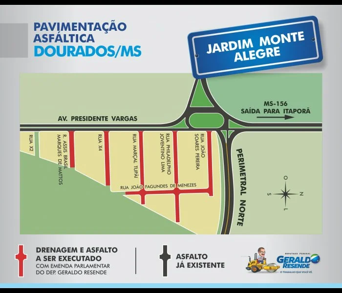 Veja aqui os mapas das 20 frentes de asfalto em Dourados