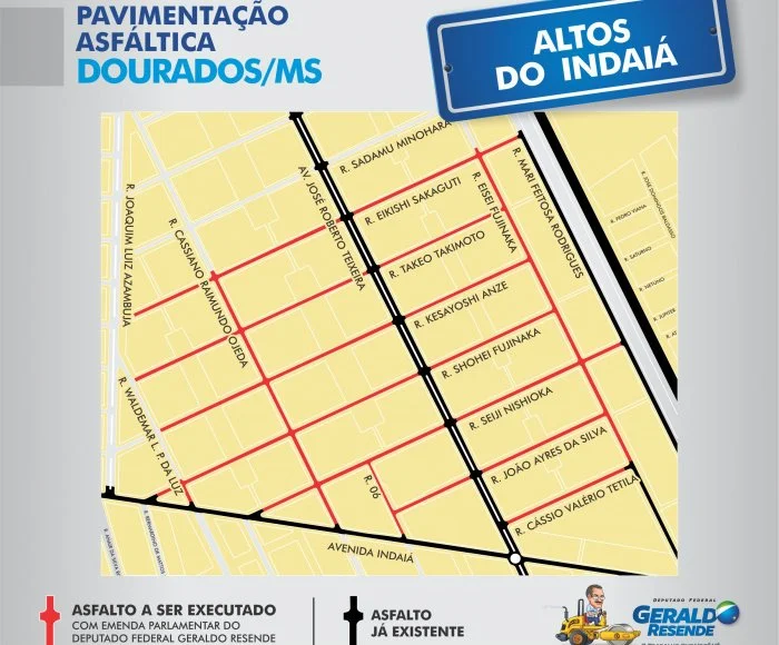 Veja aqui os mapas das 20 frentes de asfalto em Dourados