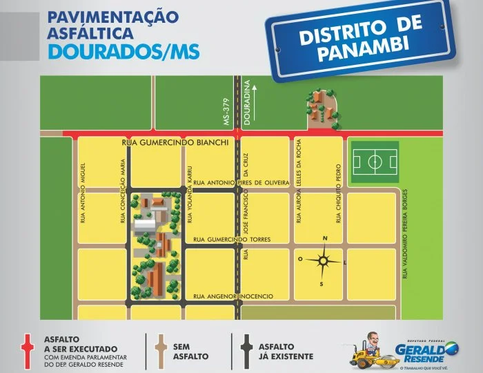 Veja aqui os mapas das 20 frentes de asfalto em Dourados