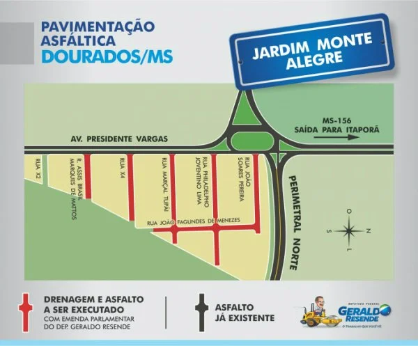 Veja ruas do Jardim Monte Alegre que serão beneficiadas com as obras de asfalto.